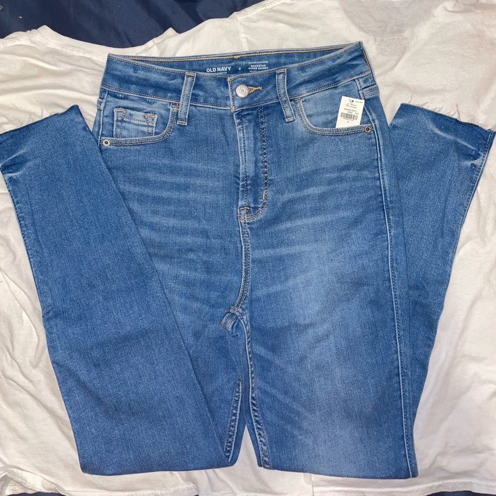 NWT Old Navy Higher High Rise Medium Wash Rockstar 360 Super Skinny Jeans
